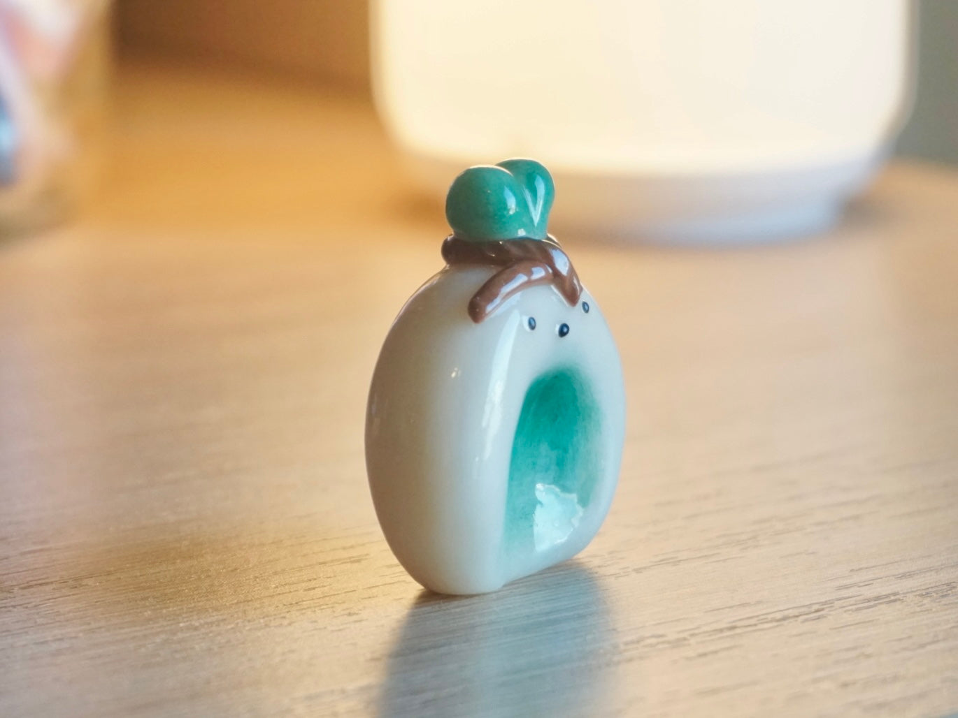 Green Onion Bunny Worry Stone Magnet