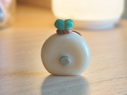 Green Onion Bunny Worry Stone Magnet