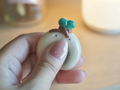 Green Onion Bunny Worry Stone Magnet